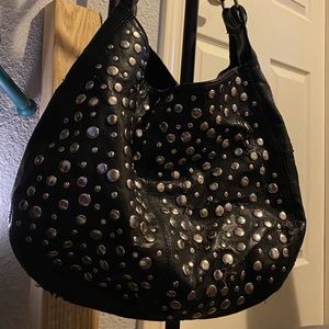Steve Madden Black Silver Studded Hobo